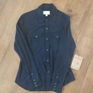 True Religion XS Black Long Sleeve Georgia Shirt